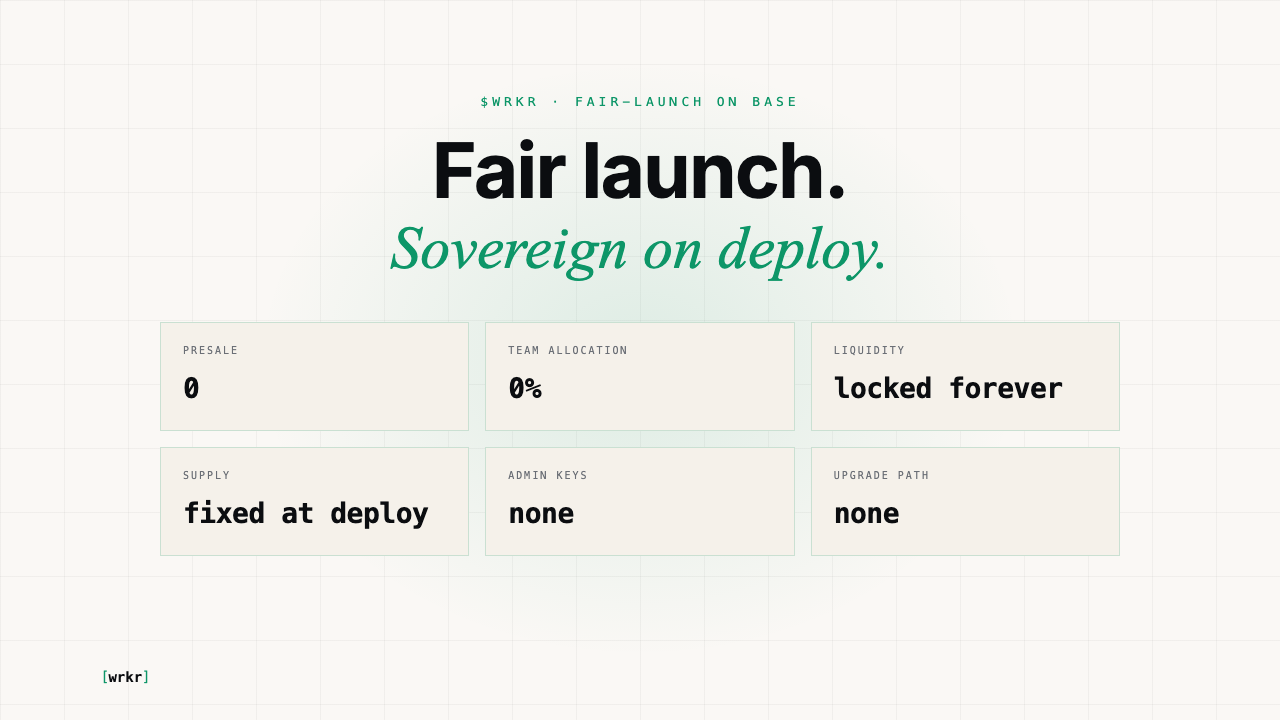 $WRKR fair-launch attributes